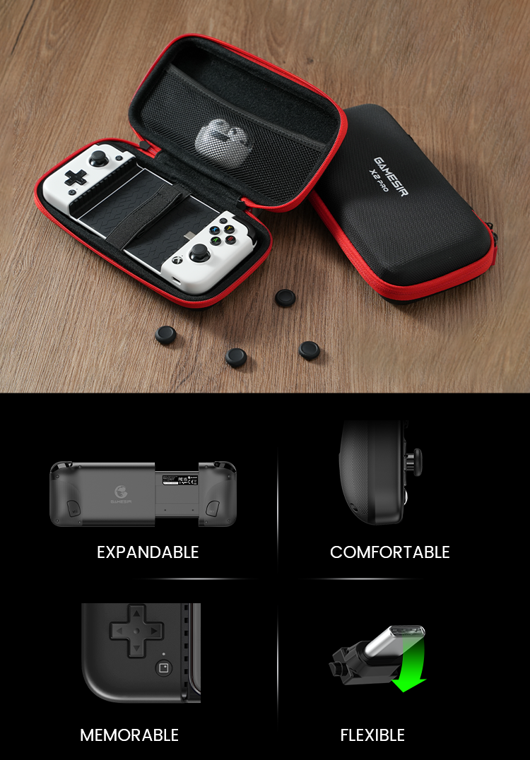 X2 Pro controller with classic X2 series carry case: Portable storage for essential gaming accessories like wireless earbuds and power bank, doubling as home decor or protective case for on-the-go gaming