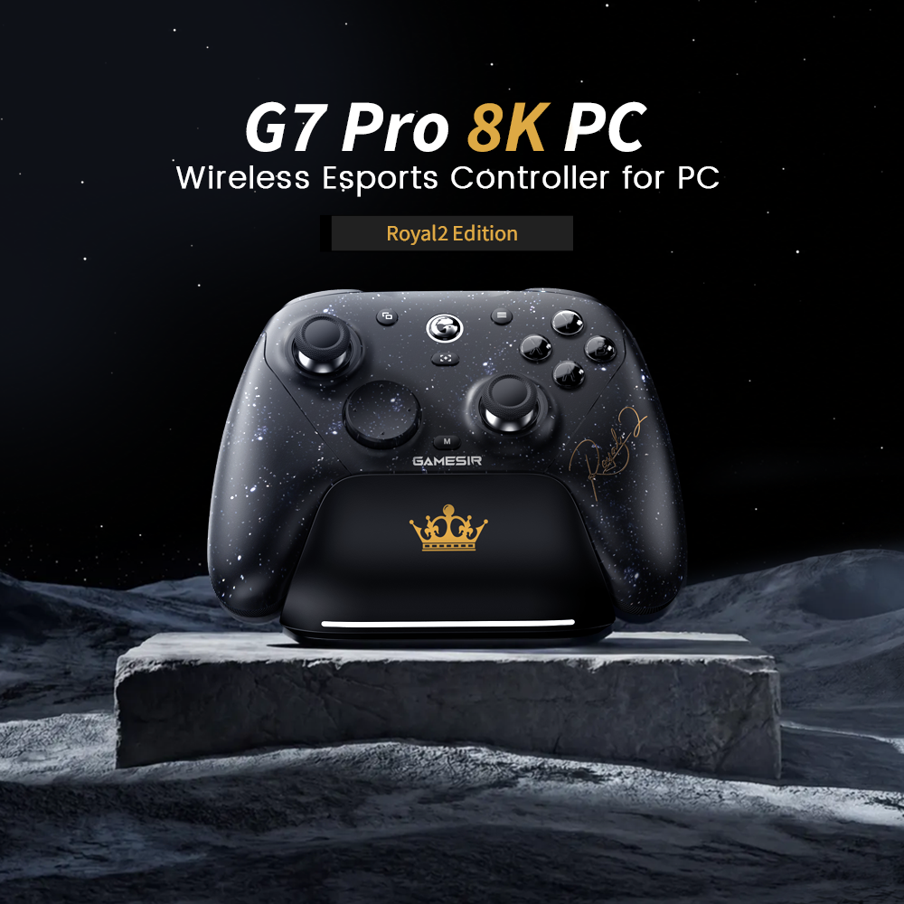 Gamesirs G7 Pro 8K PC Royal2 Edition Pro-Level Performance, Unleash Your Reflexes.Meet the G7 Pro 8K PC Royal2 Edition, a wireless esports controller engineered for competitive PC gaming. Featuring ultra-responsive 8K Hz wired and 2.4G wireless polling, every movement and action is captured with lightning-fast precision, delivering a true competitive edge. Now in Champion Edition, inspired by our brand ambassador XiaoHai, a world fighting game champion. With the G7 Pro 8K PC Royal2 Edition in hand, feel the power of a true champion.