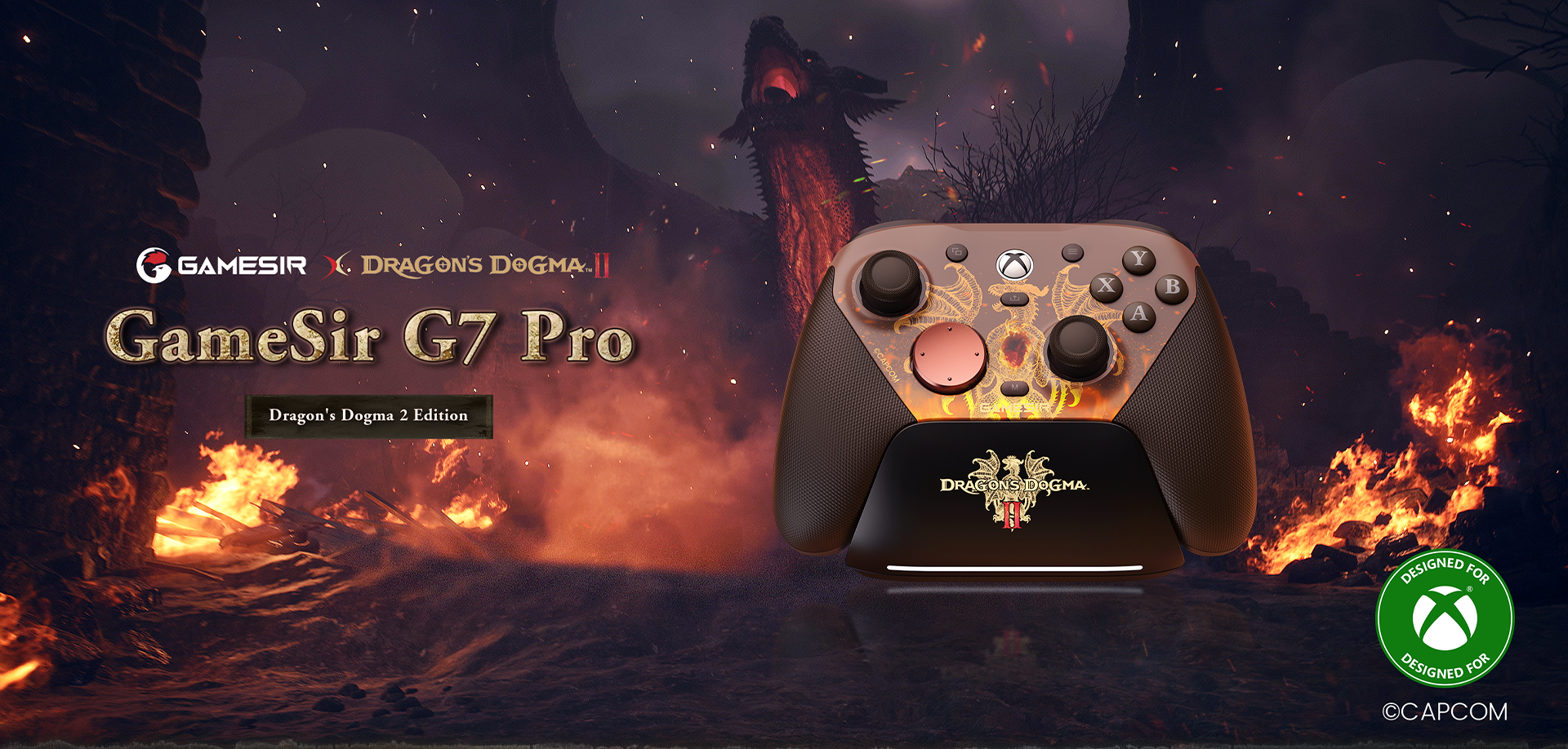 Gamesirs G7 Pro Dragon's Dogma 2 EditionGameSir has partnered with Capcom to present a stunning officially licensed collaboration: the Gamesirs G7 Pro Dragon's Dogma 2 Edition. This professional-grade Xbox and PC controller is meticulously designed to immerse players in the epic world of Vermund and Battahl.