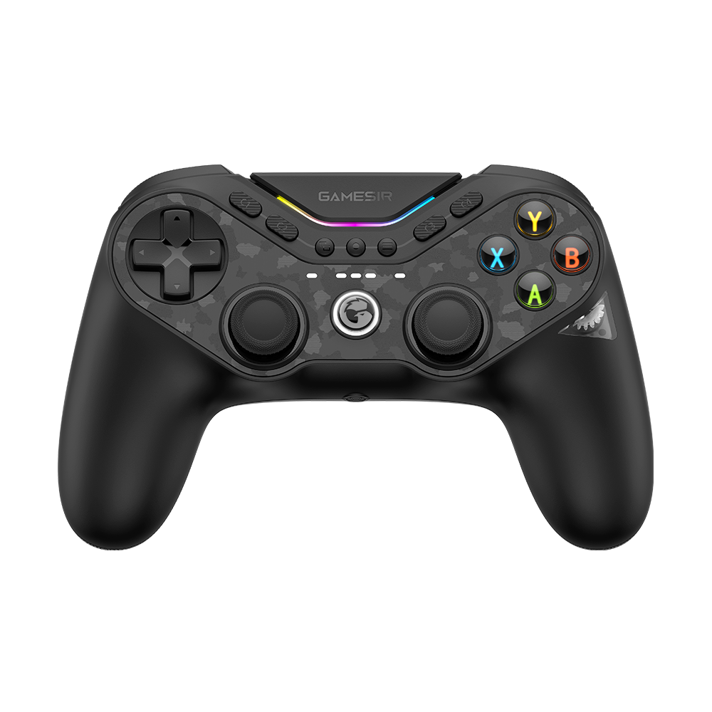 Gamesirs Tarantula Pro multiplatform controller with RGB lighting and colorful buttons.