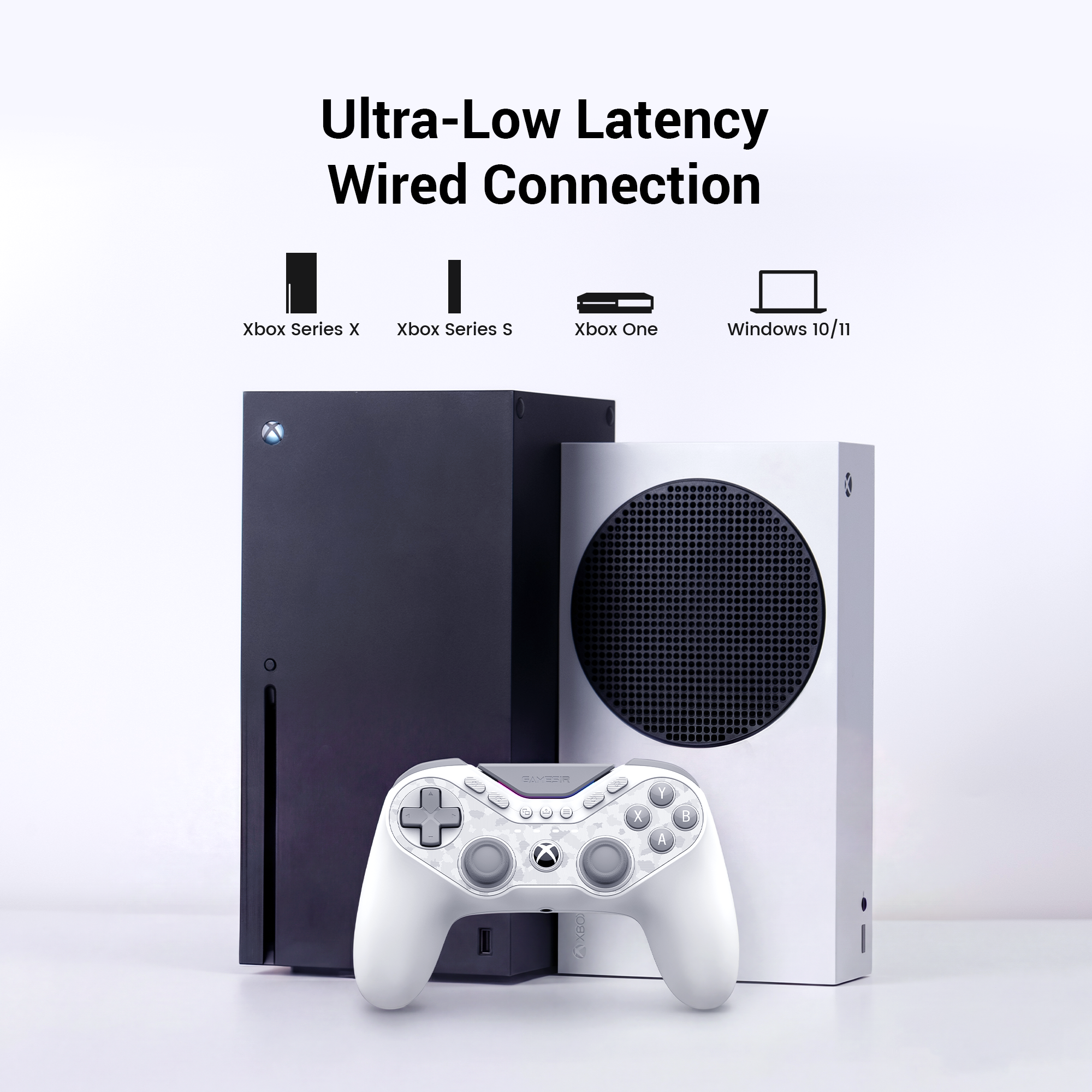 Supported PlatformsXbox Series X: Native support for the flagship high-performance console.Xbox Series S: Native support for the compact all-digital console.Xbox One: Full backward compatibility with the original Xbox One, Xbox One S, and Xbox One X.Windows 10/11: Seamless plug-and-play integration for PC gaming (Steam, Xbox Game Pass for PC, etc.).Technical ContextBecause these icons represent Officially Licensed hardware, the following benefits are guaranteed:Plug-and-Play: No specialized drivers are needed. The console or PC recognizes the controller as an official Microsoft input device immediately.Security Chip: The controller includes the official Microsoft security chip, ensuring it will not be blocked by Xbox 