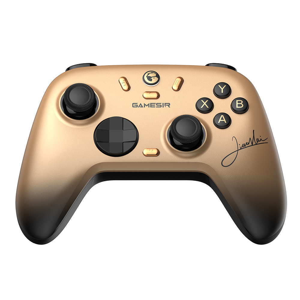 Gamesirs Nova 2 Lite wireless gold game controller with mechanical D-pad and dual analog sticks