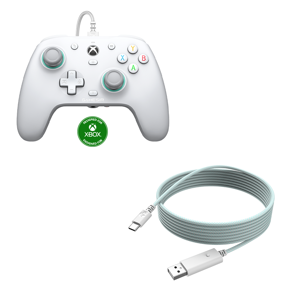 Gamesirs G7 SE Xbox wired controller with detachable USB cable.