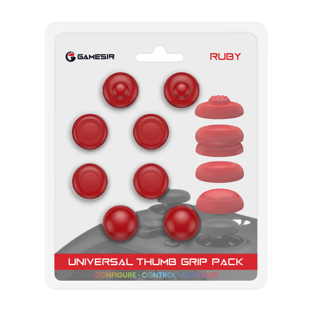 Gamesirs Thumb Grip Caps for gaming controllers in ruby red pack.