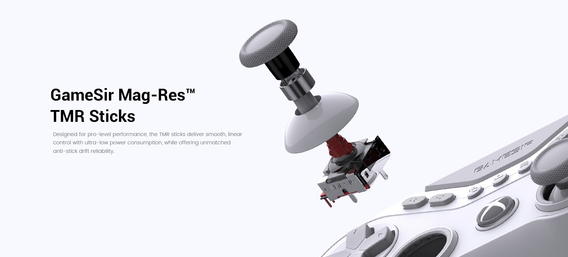 Gamesirs Mag-Res™ TMR Sticks, a flagship joystick technology featured in high-end controllers like the Gamesirs G7 Pro and Tarantula Pro.TMR stands for Tunneling Magnetoresistance, and it is considered the 