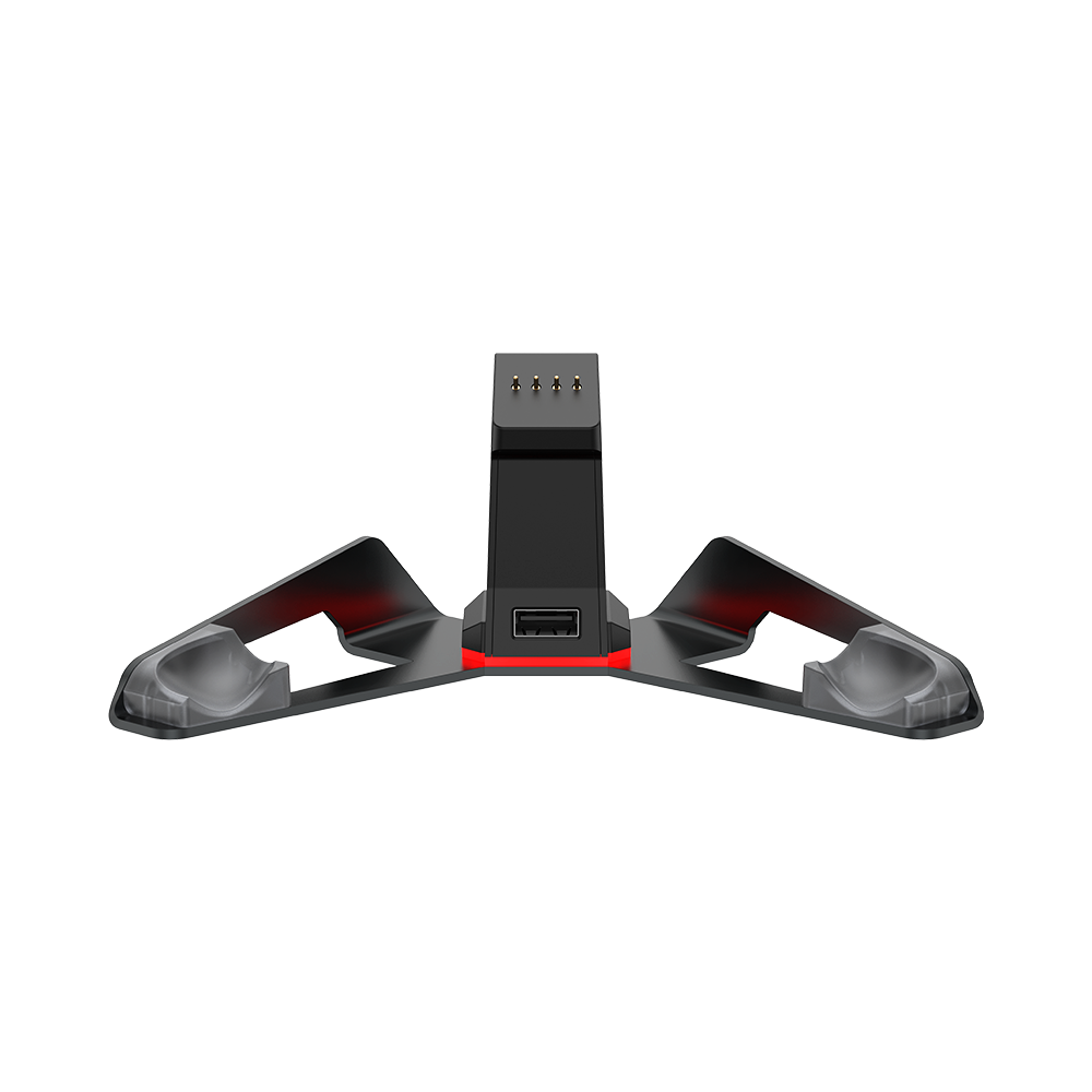Gamesirs Cyclone 2 Charging Station with metal design and RGB indicator light.