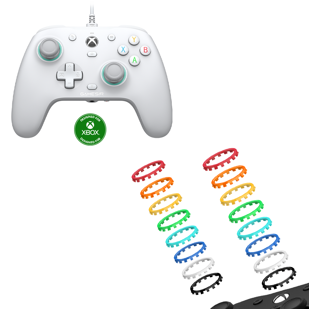 Gamesirs G7 SE Xbox Wired Controller with magnetic paint-friendly faceplate and Hall Effect sticks.