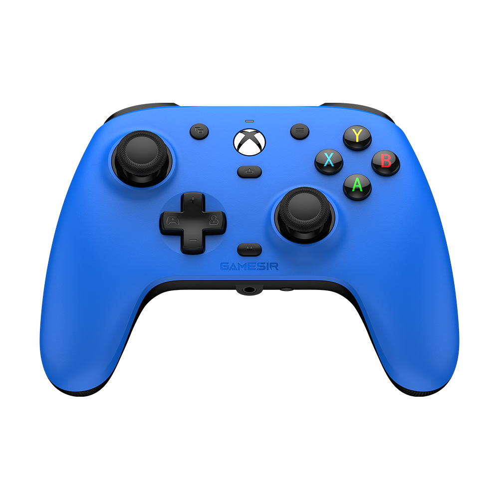 Gamesirs Magnetic Faceplate in blue fitted on Xbox-style G7 Pro series controller with ergonomic design and button layout