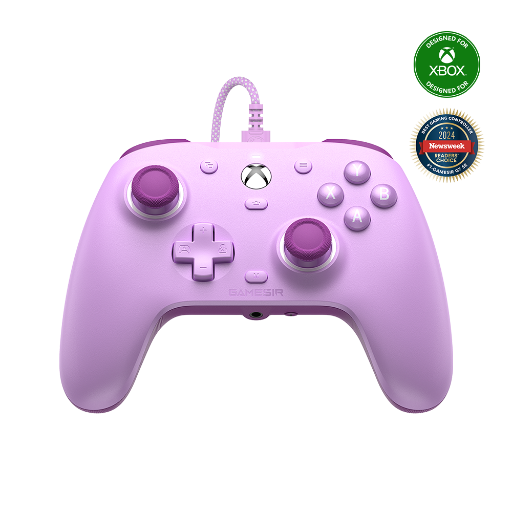 Gamesirs G7 SE Xbox wired controller in vibrant orange with Hall Effect sticks and magnetic faceplate.