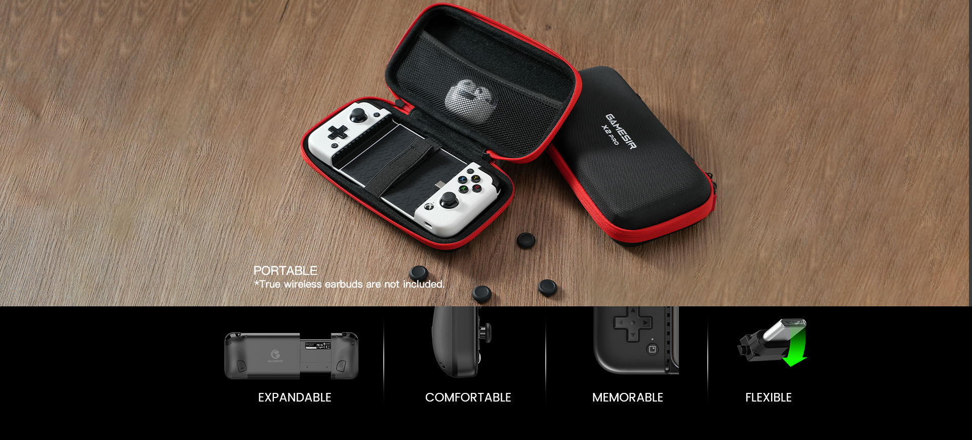 X2 Pro controller with classic X2 series carry case: Portable storage for essential gaming accessories like wireless earbuds and power bank, doubling as home decor or protective case for on-the-go gaming