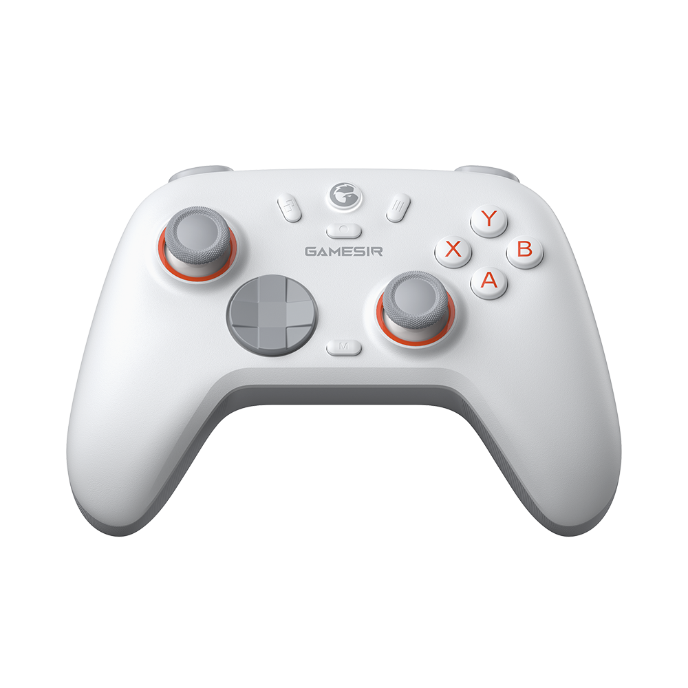 Gamesirs Nova 2 Lite wireless game controller with white design and orange accents.